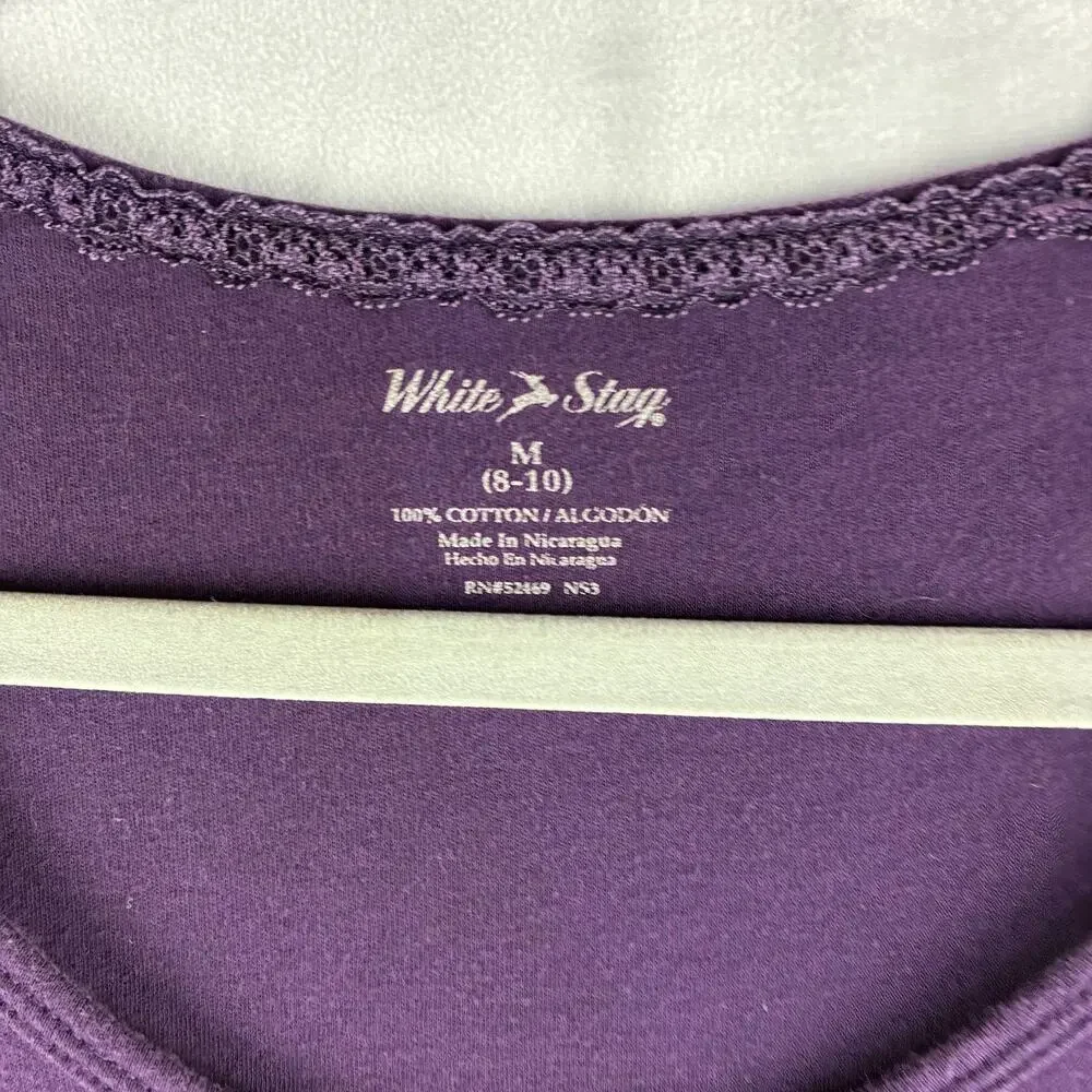 White Stag 3/4 Sleeve Scoop Neck Y2K Babydoll Top Womens Medium Plum Purple
